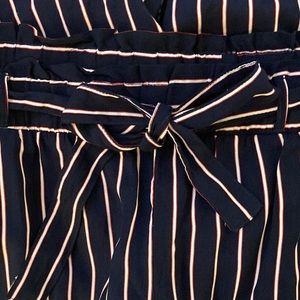 2X  Pinstripe paper bag waist trousers